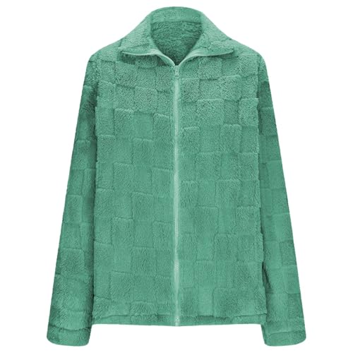 KUIH Zip Up Sweatshirts Women Fluffy Fleece Jacket Warm Winter Ladies Full Zip Coat Tops Oversized Hoody Outerwear Trendy Casual Loose Fit Long Sleeve Jackets Comfy Fall Winter Fashion Outfit