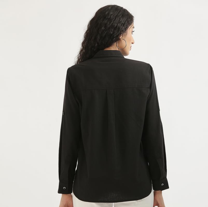 Image of SAADAA Airy Linen Shirt | Solid Regular Fit Casual Shirts Stylish for Women