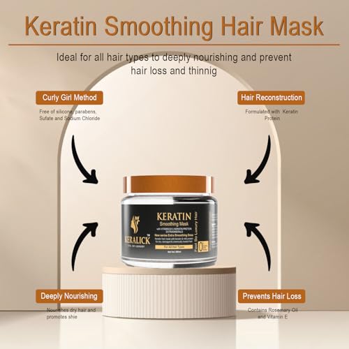 Image of Keratin Shampoo and Conditioner Combo for Women & Men, Sulphate & Paraben Free, Repairs Dry Frizzy Hair, Adds Shine, Salon Quality Keratin Treatment Kit with Hair Mask, 100ml