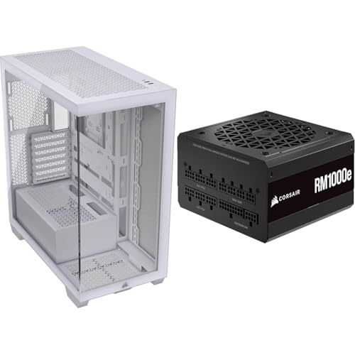 Image of CORSAIR 3500X Mid-Tower ATX PC Case + CORSAIR RM1000e Fully Modular ATX Power Supply - White