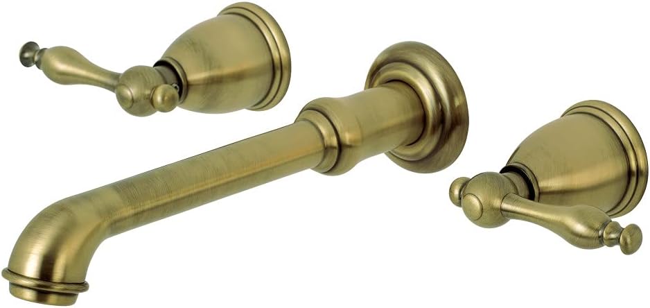 Kingston Brass KS7028NL Naples Two-Handle 3-Hole Wall Mount Roman Tub Faucet in Brushed Nickel