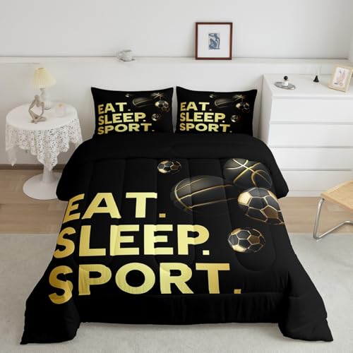 Image of Feelyou Basketball Soccer Bedding Set Full Size for Kids Teens