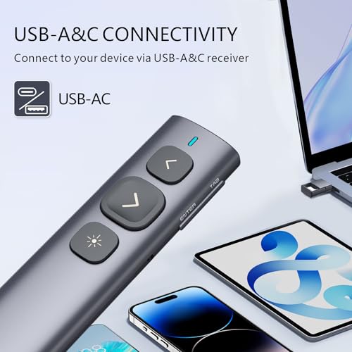 norwii n95 presentation clicker with usb-aampc receiver powerpoint clicker for presentation remote rechargeable wireless presenter pointer slide advancer for pclaptope-book green usb-ac