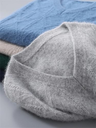 Mnjyihy Men's Sweater Vests Fall Winter Sleeveless V-Neck Knitting Pullovers Waistcoat Thick Tops3