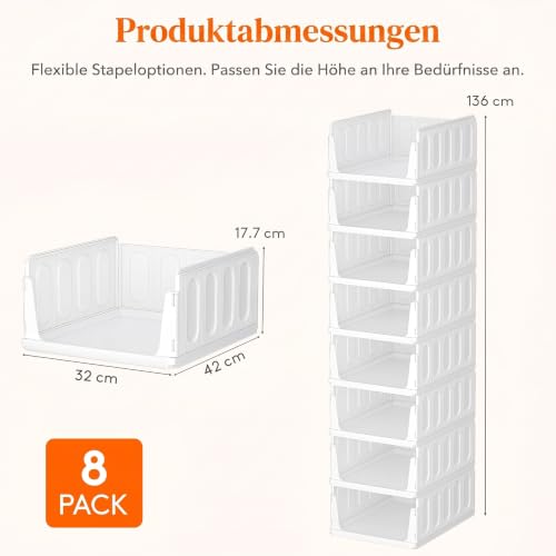 Lifewit 8er Set Stapelbare Kleiderschrank Organizer 42 cm Tief – Ansicht 4