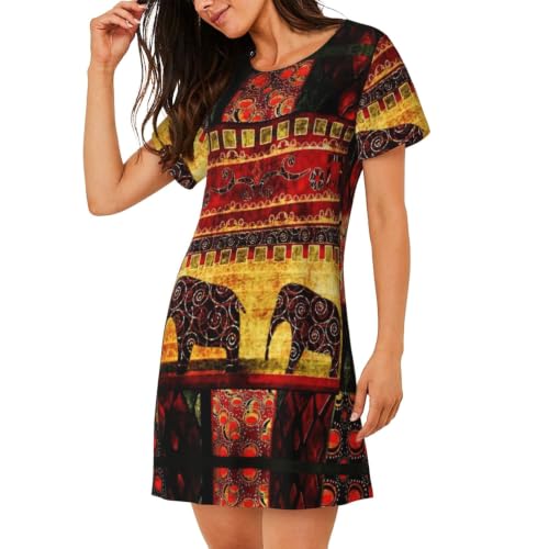 Chemise de nuit imprimée éléphant africain vêtement nuit femme S-3XL - 2