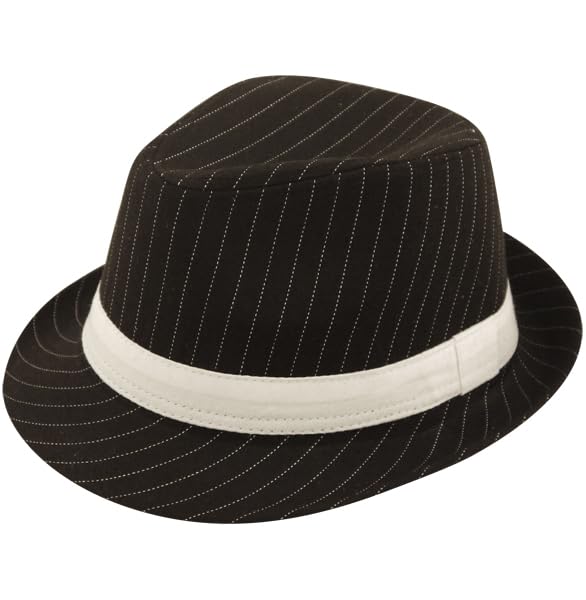 HENBRANDT Black Gangster Hat with White Band - Adult Fancy Dress Fedora Style Hat for Parties Themed Events Costumes Celebrations