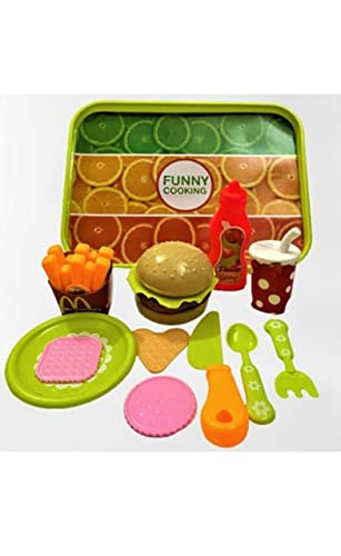 NOH Creations® Pretend Plastic McDonald’s Burger Fries and Ketchup Kitchen Play Set Fast Food Set, Party Play, Best Gifts Food playset for Boys Girls Kids (18 Pieces, Multicolour)