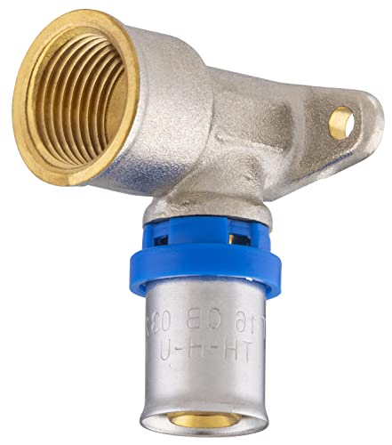 Raccord Multicouche à Sertir Multi profils TH-H-U coude applique murale diamètre Ø16 mm - à visser femelle 15x21 (1/2) - Norme NF 545 pour réseau d'eau...