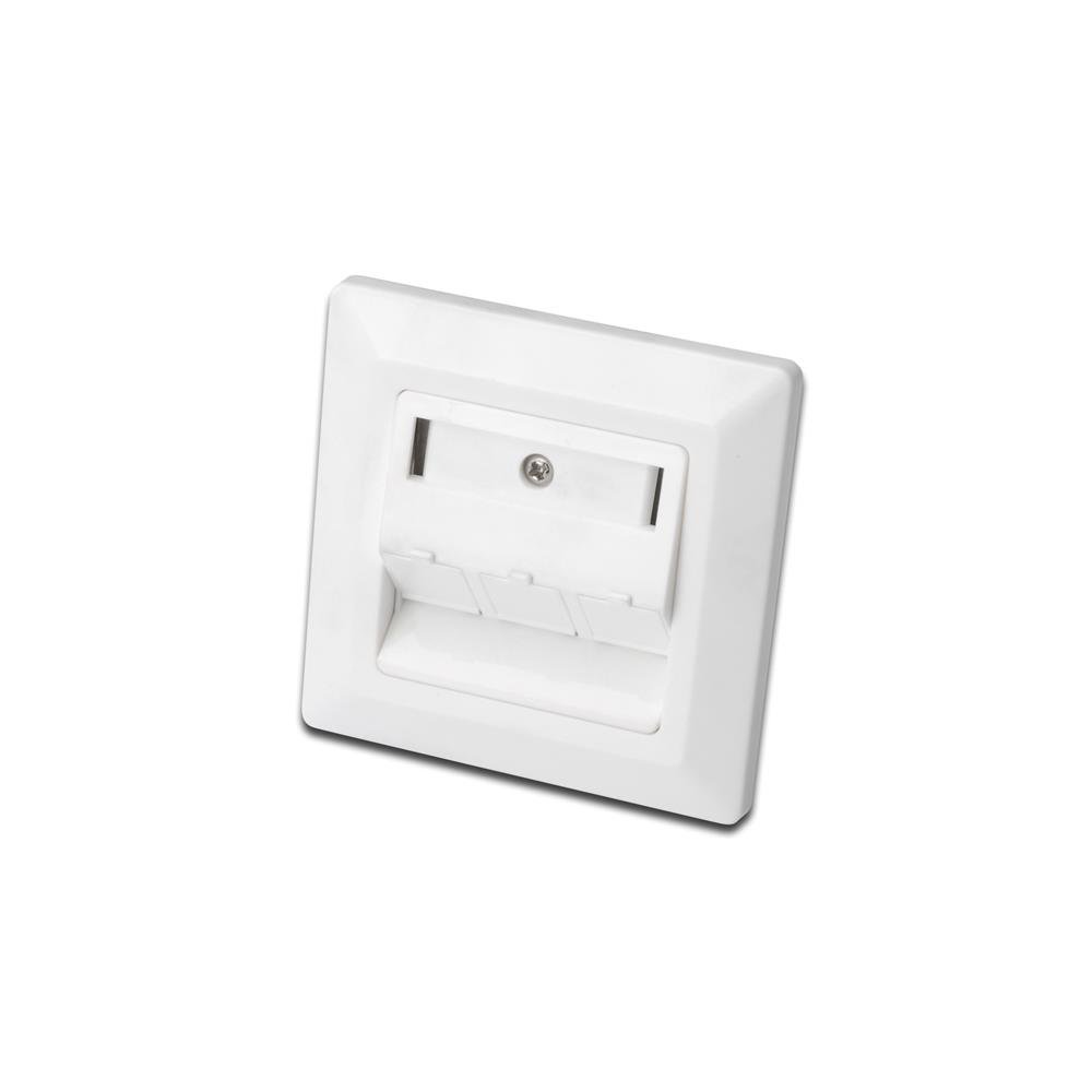 DIGITUS Modular junction box for Keystone modules - 3 port - 45 degree angled outlet - Limited design capability - With dust protection flap - Empty box - White RAL9003
