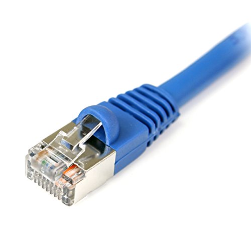 StarTech.com 15 ft. (4.6 m) Cat5e Ethernet Cable - Power Over Ethernet - Shielded - Blue - Ethernet Network Cable (S45PATCH15BL) | LSZH, Gold-plated RJ45, Patch Cable, Ethernet Cord, Low Smoke, Zero Halogen, Network, Strain Relief, 10Gbps, 27AWG copp