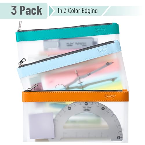 Image of Mr. Pen- Clear Pencil Pouch, 8.50 inchx4.25 inch, 3 Pack, Durable TPU Material, Medium Water-Resistant Pencil Bags with Smooth Zipper, Multipurpose Clear Pouch for Stationery, School, Office, Travel Supplies