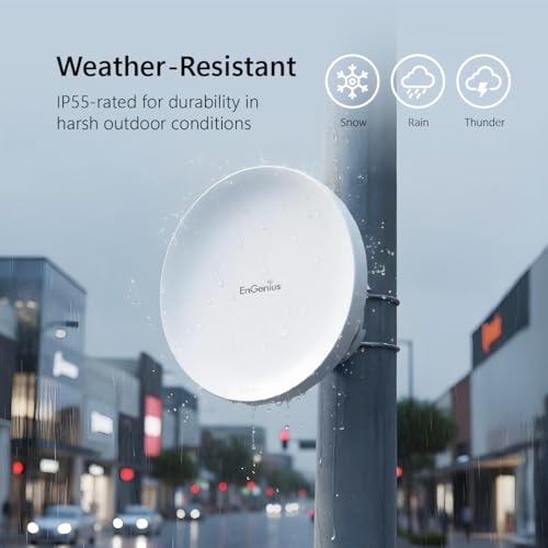 Image of EnGenius EnStation6 Outdoor Wi-Fi 6 Wireless Bridge, 5GHz, 1200 Mbps, 2x2 MIMO, 19 dBi Antenna, 26 dBm, IP55, Long-Range Point-to-Point Up to 18km, Gigabit Port, Weatherproof