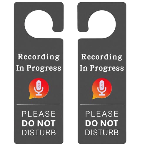 Kichwit 2 Pack Recording in Progress Door Hanger Sign Double Sided Please Do Not Disturb Sign for...