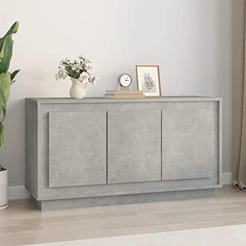TREISL Aparador de salón, 102 x 35 x 55 cm, gris, hormigón, madera contrachapada, resistencia a la humedad, estilo clásico, para comedor, buffet, función de exposición, superficie robusta, mueble de