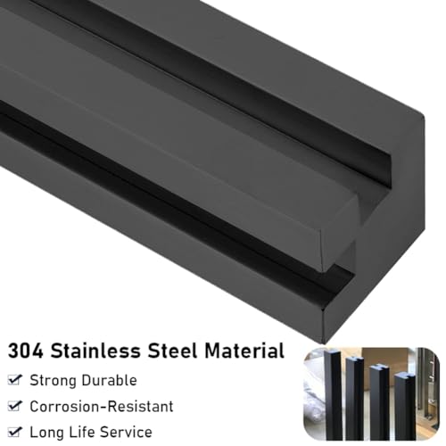 Black Glass Railing Post - 304 Stainless Steel, 33.4" for Balconies, Decks, Staircases, Patio Stairs & Pool Fences, Screw Base End Post, Durable & Stylish Design