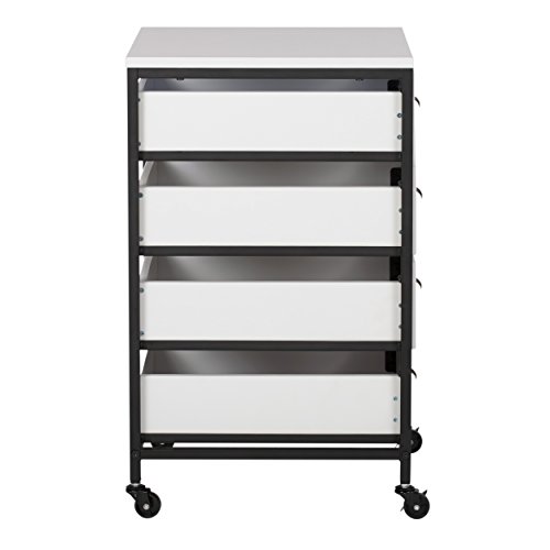 Sew Ready Charcoal/White 27" H 4-Drawer Mobile Storage Organizer Cart For Bathroom, Kitchen, Crafts, Home Office Or Laundry Rooms #TOP1