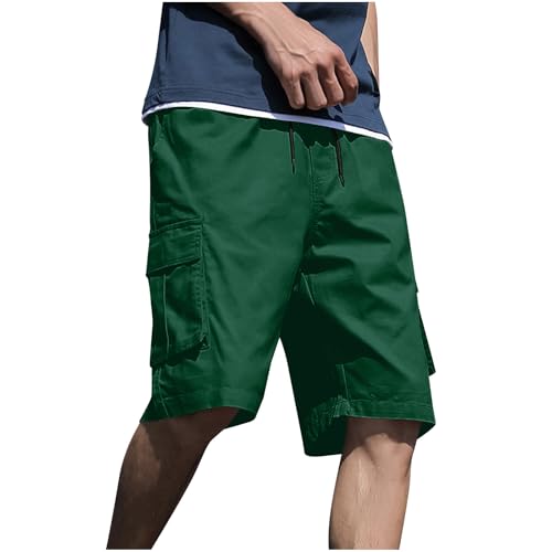 Image of Mens Cargo Shorts Lightweight Stretch Outdoor Hiking Short Gym Casual Shorts Drawstring Elastic Waist Multi Pockets
