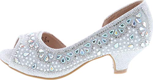 Bella Marie Truly Kids Rhinestones Slip On Girls Kitten Heels Sandals Dress Shoes2