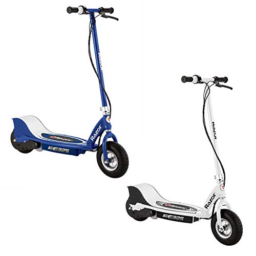 Razor E325 Durable Adult & Teen Ride-On 24V Motorized High-Torque Power Electric Scooter, Speeds up to 15 MPH with Brakes and Pneumatic Tires, 1 Navy & 1 White