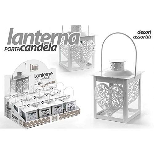 Gicos – Lanterna Portacandela In Metallo Per Lumini Tea Light – 7x15 Cm – Stile Shabby Chic Con Cuore – ACA-721410
