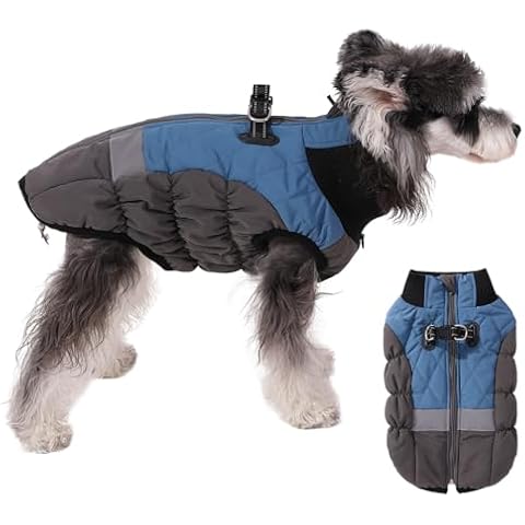 Norbi Warm Dog Coat, Dog Winter Coat with Harness Built in, Reflective Adjustable Dog Coats for Small Dogs, Warm Dog Jacket Windproof for Small Medium Dogs Cover