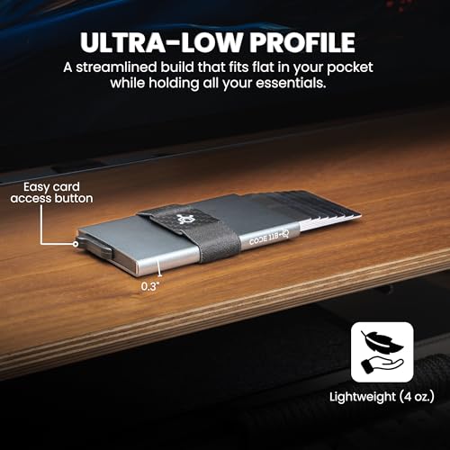 Image of CODE 118 Wallet for Men - Slim Minimalist Aluminum Magnetic Card Holder - RFID Blocking Front Pocket Mag Safe Wallet with Strong Magnet Attachment (Metallic Silver)