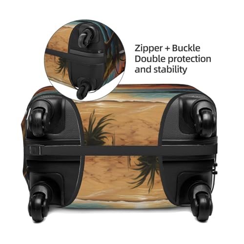 Beach Sunset Tropical Palm Tree Luggage Cover Elastic Travel Suitcase Covers, Anti Scratch Dust Proof Baggage Covers, Fits 22-24 inch Suitcases3