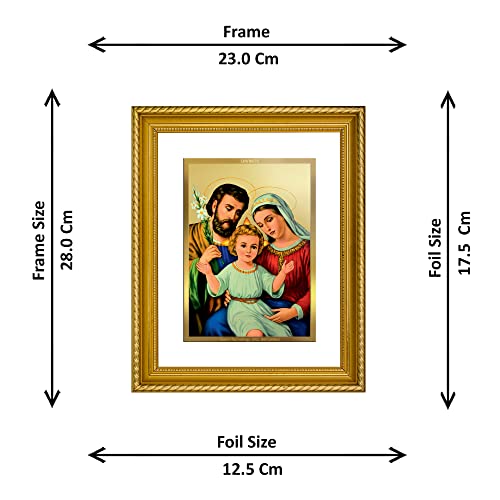 Image of Diviniti Holy Family Gold Plated Wall Photo Frame, Table Decor| DG Frame 056 Size 2.5 and 24K Gold Plated Foil| Religious Photo Frame Idol For Prayer, Gifts Items (28 CM X 23 CM)