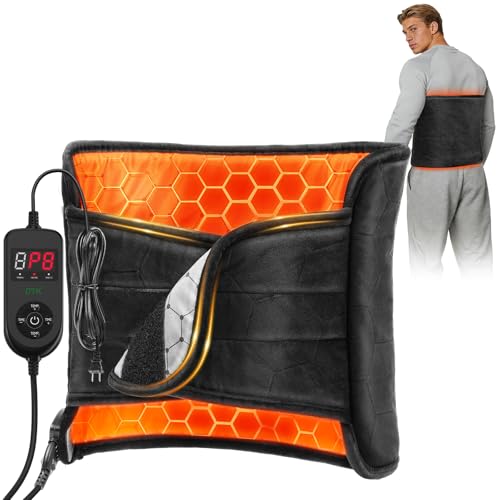 InVarme Lower Back Heating Pad: 2X Graphene Extra Hot Heating Wrap for Back Pain Relief - Max 160℉ Heat for Men Waist Deeper Relaxation After Heavy Work - 4H Auto Off 8 Heat Settings (Dark Grey)