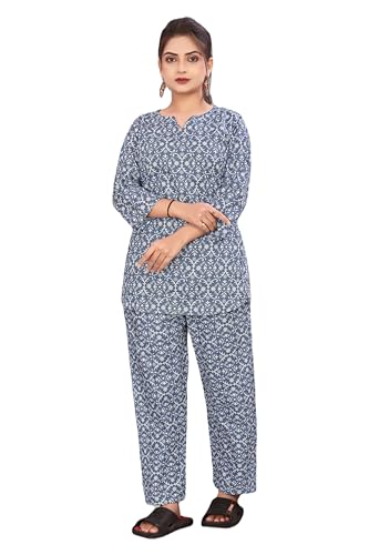 Image of Women's Pure Cotton Top and Pyjama Set