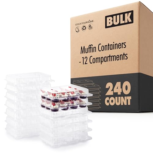 Stock Your Home Mini Cupcake Containers 240 Pack with Clear Dome Lid