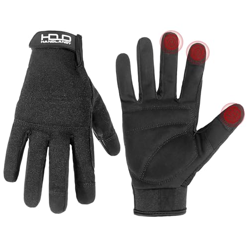 Image of HANDLANDY Work Gloves for Men & Women, Utility Mechanic Working Gloves Touch Screen, Flexible Gardening Gloves for Yard