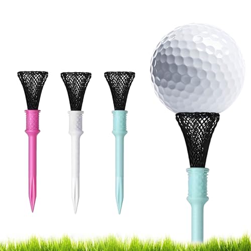 ゴルフ ステップ ティー | 摩擦軽減 メッシュ デザイン ベース 3ピース | 高弾性 室内 ゴルフティー | 練習用 男性 女性 ゴルファー 家庭 子供 父?