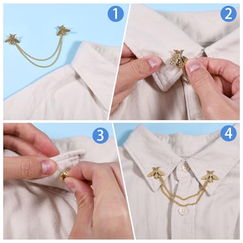 Image of CHGCRAFT Bee Chain Brooches and Pins Chain Collar Pins for Women Safety Brooch Pin for Clothes Jewelry Decoration