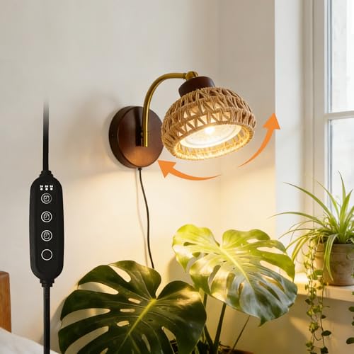 Hanging Grow Lights for Indoor Plants Wall Grow Light with Adjustable Beam Angle (15-75) 3H/6H/9H Auto Cycle Timer 18W Full Spectrum 16FT Power Cord for Tall Plants Flowers and Potted Trees