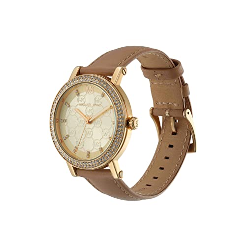 Image of Michael Kors Leather Analog Gold Dial Women Watch-Mk2986, Brown Band
