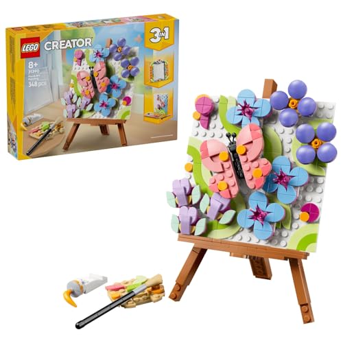 LEGO Creator 3-en-1 Tableau Floral - Jouet - Maquette 3D se Transformant en Cadre Photo ou Croquis de Flamant Rose - Décoration de Chambre d'enfant DIY -...