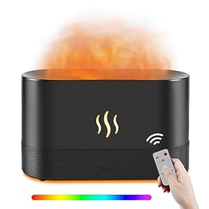 Depulat Essential Oil Diffuser, 300mL 7 Colorful Flame Air Diffuser Humidifier,Upgraded Flame Air Aroma Diffuser Humidifier for Home,Yoga,Office with No-Water Auto-Off Protection