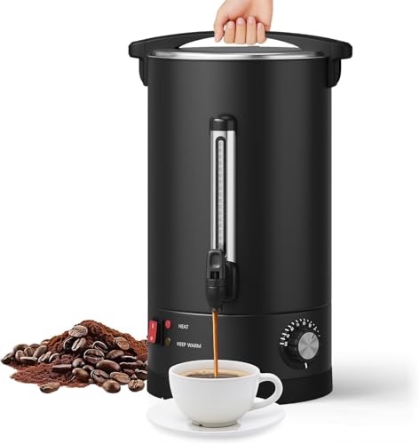 PeacefulHues 120 Cup Commercial Coffee Urn - 18L/4.8Gal Stainless Steel Electric Coffee Maker With Double Wall Insulation, Hot Beverage & Water Dispenser for Weddings, Parties, Catering, Buffets by PeacefulHues - Used condition - US$48.79
