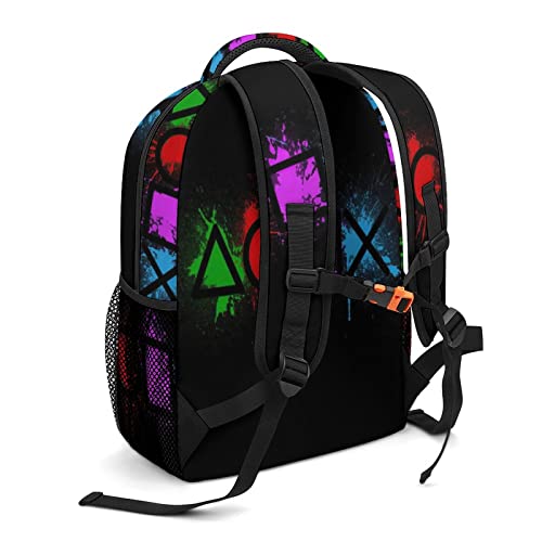 Kazynee Gamepad Gaming Laptop Backpack,Splatter Paint Retro Gamepad Keys Backpack College School Travel Backpack One Size #TOP4