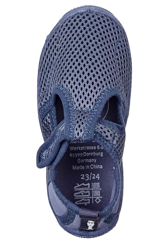 Sterntaler Badeschuhe Uni - Baby Aquaschuhe schnelltrocknend - Unisex Schwimmschuhe aus luftigem Mesh mit Klettverschluss, bequeme Strand Slipper, blau, Größe 22