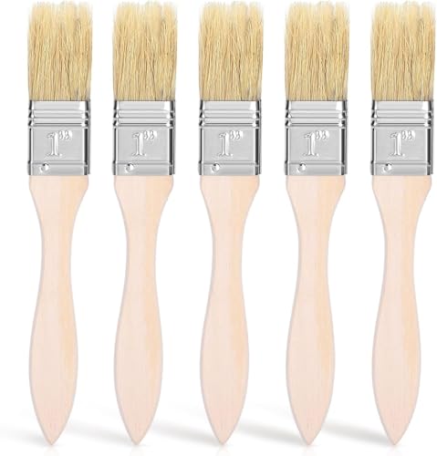 PURCHASE ZONE® 5 PC Wooden Handle Basting Brushes for BBQ and Baking, Natural Bristle Pastry Brush for Cooking, Grilling, Marinating, and Sauces [ 5 PC, 1