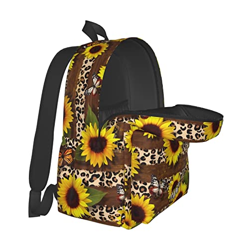Cheetah Backpack 17 Inch Leopard Print Sunflower Butterflies Casual Daypack Lightweight Women's Laptop Backpack Campus Travel Bag For Women Man Hiking #TOP4