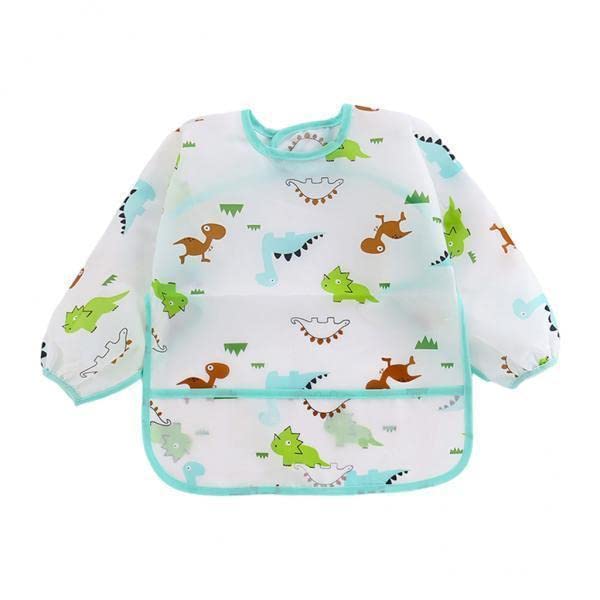 ™ 2xBaby Feeding Bib Long Sleeve Waterproof Lunch Apron Blue Dinosaur | Baby Bibs & Burp Cloths | Feeding-image-38