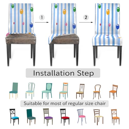 Housse de chaise salle à manger extensible lot de 2 grand dossier - 4