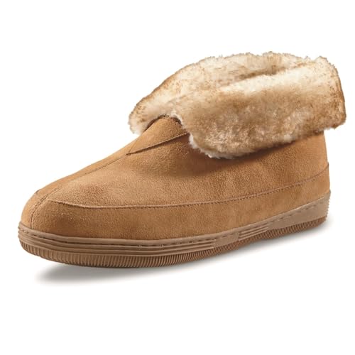 Guide Gear Women’s Suede Wool Roll Bootie Slippers, Warm Cozy Furry Indoor Outdoor Ladies House Shoes2