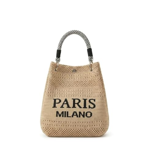 Image of Knitted Bucket Bag for Women, Large Capacity Shoulder Handbag with Magnetic Closure, Woven Tote Purse for Shopping, Travel, Office & Daily Use- Khaki, Pack of 1