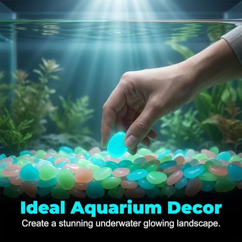 Image of Colorful Glow in the Dark Rocks, 2026 New Outdoor Night Garden River Pebbles, Upgrade Magical Luminous Rocks Gravel Fish Tank Aquarium Stepping Yard Decor (Multicolor-1000pcs)