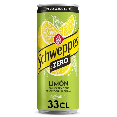 Schweppes Limón Zero, Sin Azúcar Ni Calorías - Lata 33cl, 330 Mililitro
